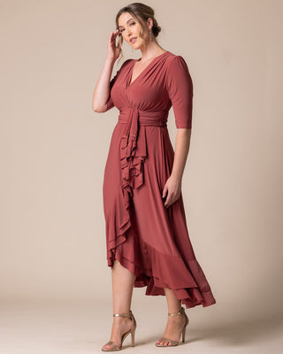Veronica Ruffled Evening Gown in Rosy Sunset