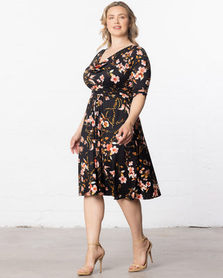 Heather Cowl Neck Dress in Midnight Garden