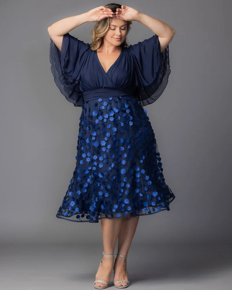 Kiyonna Plus Size Pretty Petals Mesh Cocktail Dress