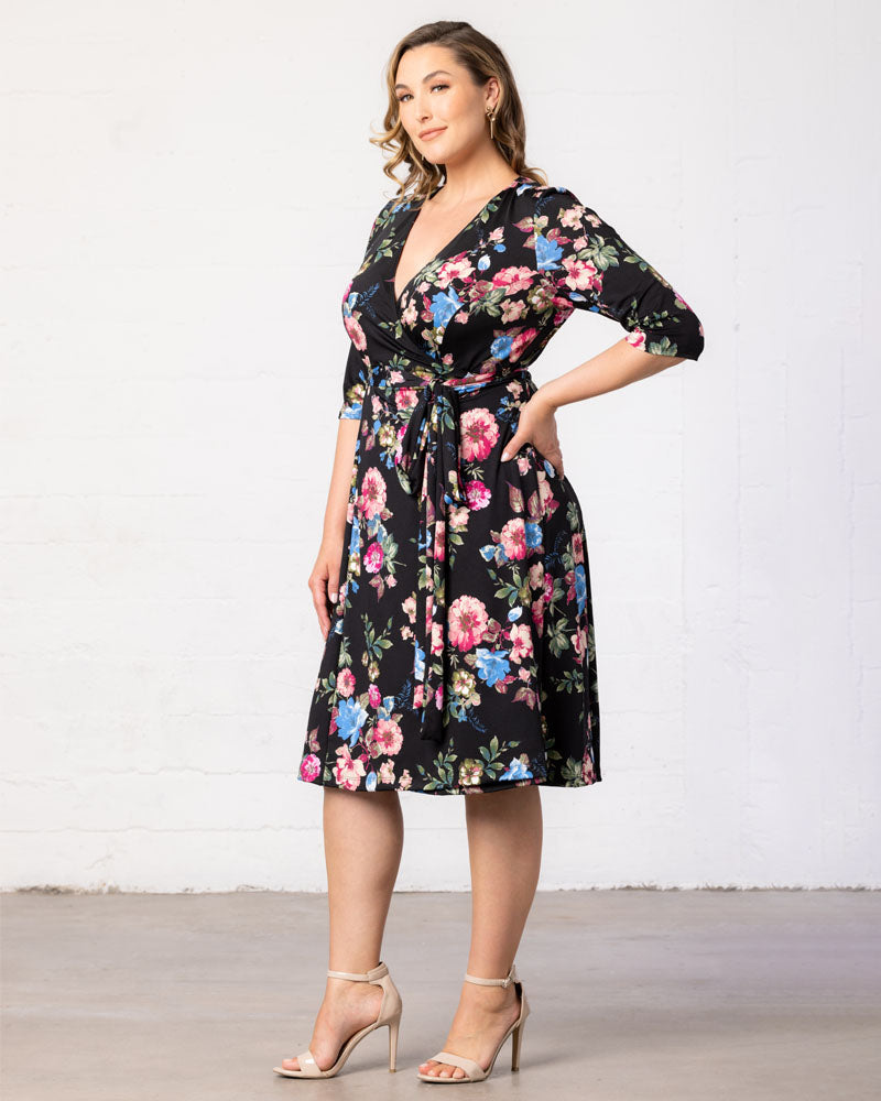 Women's Flattering Plus Size Essential Wrap Dress by Kiyonna