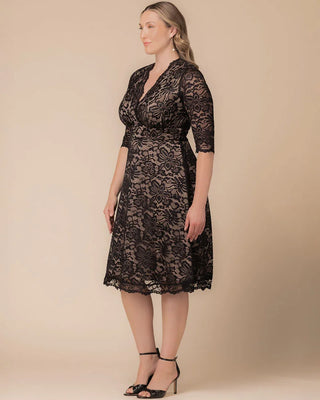 Mademoiselle Lace Cocktail Dress in Black and Nude
