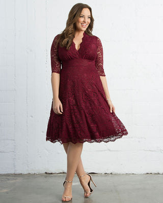 Mademoiselle Lace Cocktail Dress in Pinot Noir