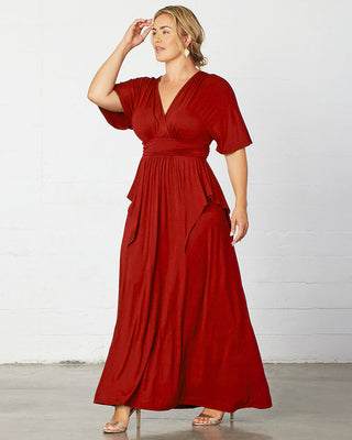 Indie Flair Maxi Dress in Tomato Red