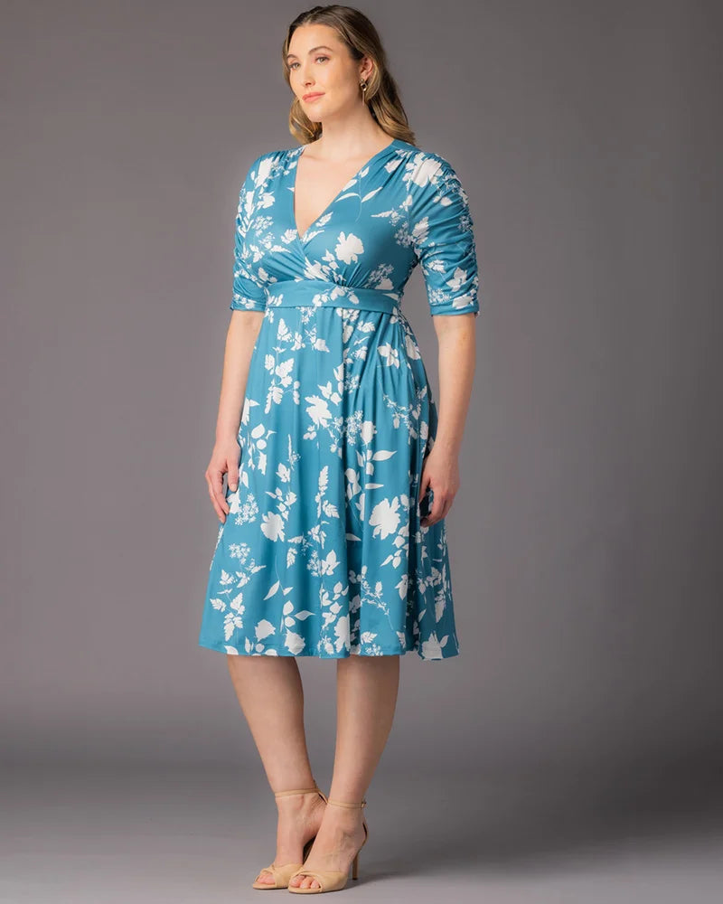 Kiyonna Women's Plus Size Gabriella Ruched Sleeve Midi Dress - Black - Casual dresses Kiyonna Women's Plus Size Gabriella Ruched Sleeve Midi Dress - Black - Casual dresses