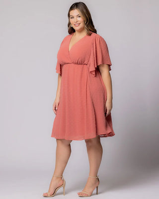 Florence Flutter Sleeve Dress in Peachy Keen