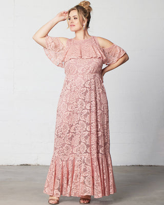 Riviera Lace Evening Gown  in Blush