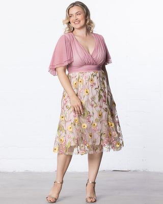 Lillian Embroidered Cocktail Dress in Dawn Garden