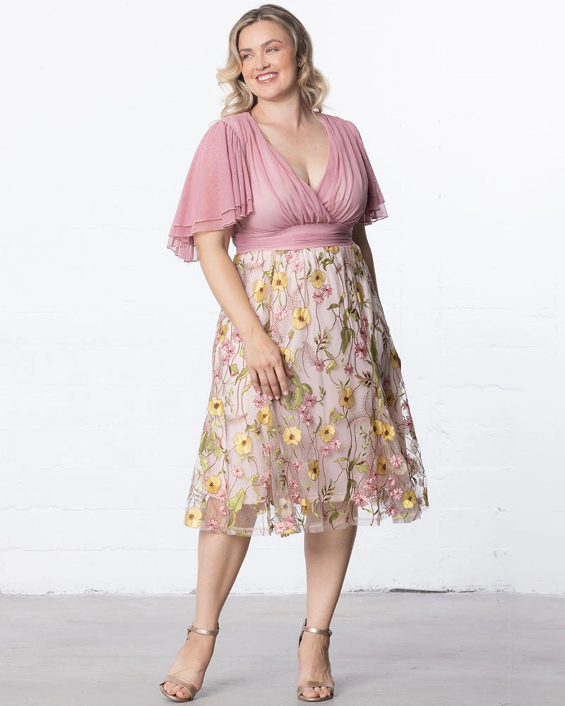 kiyonna cocktail dress Kiyonna Plus Size Pretty Petals Mesh Cocktail Dress