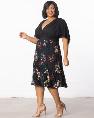 Lillian Embroidered Cocktail Dress in Onyx Blooms