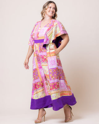 Mediterranean Breeze Boho Maxi Dress in Mixed Mosaic Print
