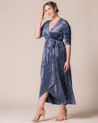 Cara Velvet Wrap Gown in Deep Frost