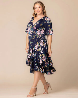 Miranda Wrap Dress in Navy Romantic Florals
