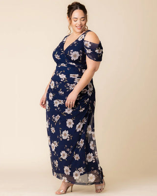 Seraphina Mesh Gown in Navy Blooms