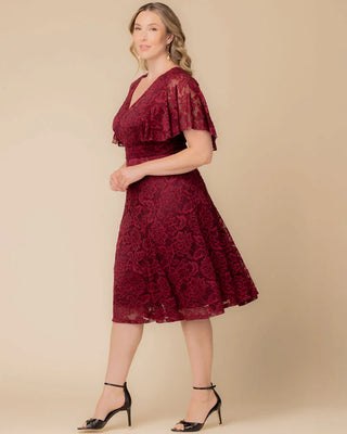 Camille Lace Cocktail Dress in Burgundy Wine