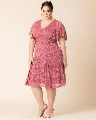 Camille Lace Cocktail Dress in Rose Pink