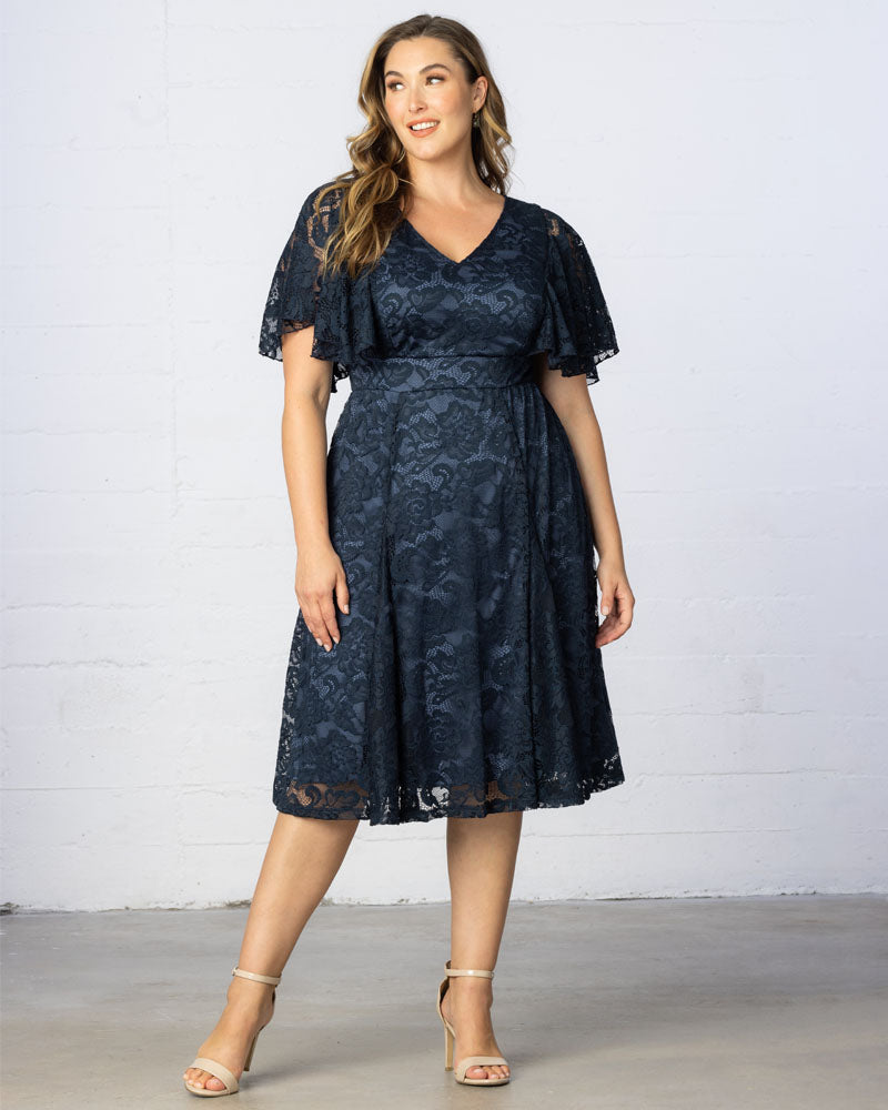 Kiyonna Plus Size Camille Lace Cocktail Dress
