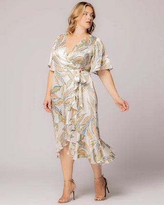Chloe Wrap Dress - Sale! in Artful Leaves
