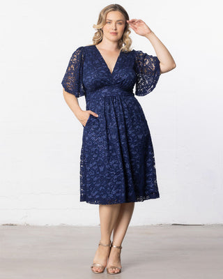 Starry Sequined Lace Cocktail Dress inNocturnal Navy Sequins