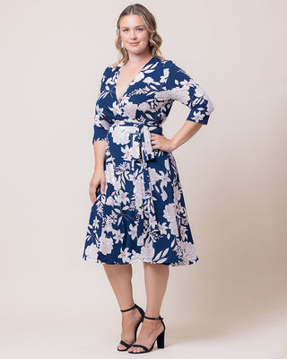 Signature Print Wrap Dress in Navy Lily Peony Print