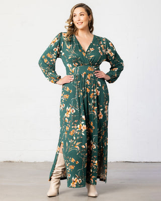 Kelsey Long Sleeve Maxi Dress in Green Garden