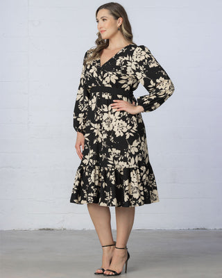 Portia Long Sleeve Dress in Vintage Ivory Florals