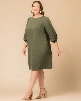 Madison Sweater Knit Shift Dress in Forest Green
