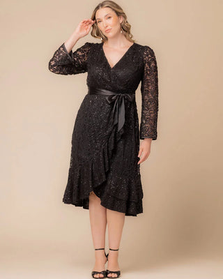 Cosmopolitan Sequin Lace Cocktail Dress in Onyx