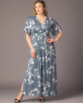Vienna Maxi Dress - Plus Grey Lily Print / 5X Vienna Maxi Dress - Plus Grey Lily Print / 5X