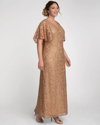 Celestial Cape Sleeve Gown in Champagne