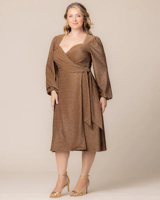 Socialite Sweetheart Dress with Long Sleeves in Mocha Sparkle