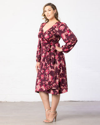 Socialite Sweetheart Wrap Dress  in Shimmering Sangria Blooms