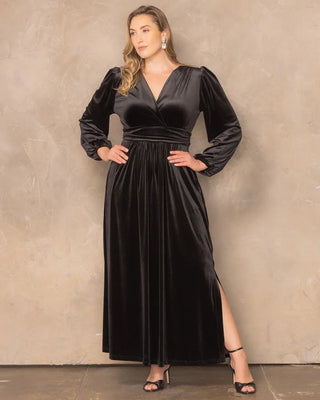 Vivienne Velvet Evening Gown in Onyx