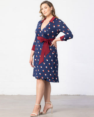 Sophisticate Wrap Dress  in Navy Dot Duo