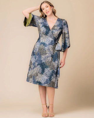Gemini Wrap Dress in Blue Impressionist Print