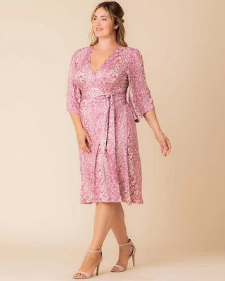 Gemini Wrap Dress in Pink Floral Falls