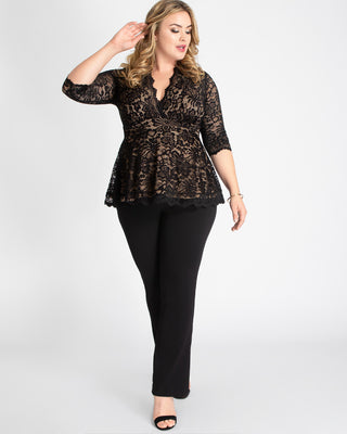Linden Lace Top - Sale! in Black and Nude