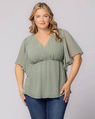 Seaside Serenade Top in Sage Dot