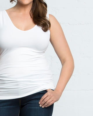 Plus Size V-Neck Tank by Skinnytees in White
