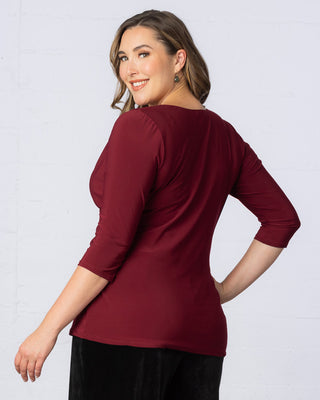 Femme Fatale Faux Wrap Top in Burgundy