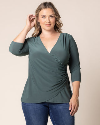 Femme Fatale Faux Wrap Top in Fern Green