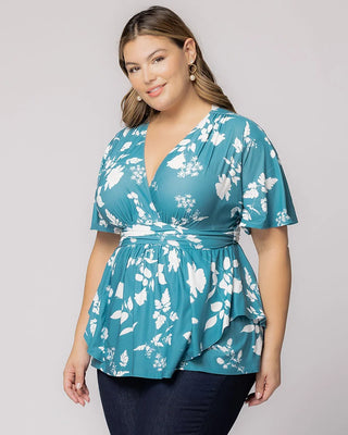 Encore Print Top in Aqua Blooms