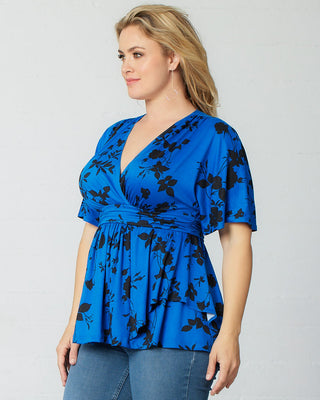 Encore Print Top  in Blue Floral Impressions