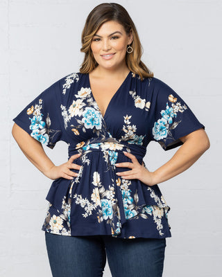 Encore Print Top in Navy Floral Print