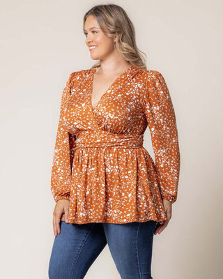 Leah Long Sleeve Tunic Top in Amber Vining Florals