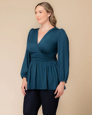 Leah Long Sleeve Tunic Top in Deep Teal