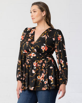 Leah Long Sleeve Tunic Top in Midnight Garden