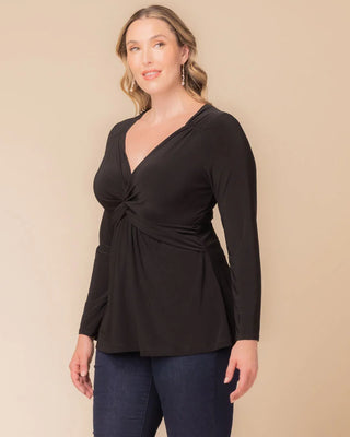 Abigail Long Sleeve Twist Top in Black
