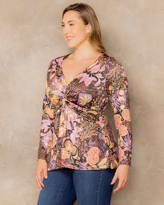 Abigail Long Sleeve Twist Top in Autumn Wonderland