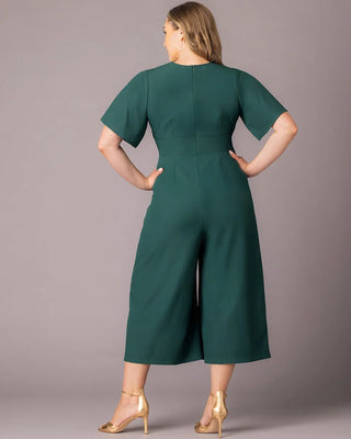 Evelyn Cropped Wide Leg Jumpsuit in Hunter Green