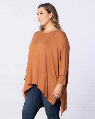 Long Sleeved Hi-Lo Cape Tunic Top 